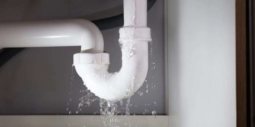Tuyau avec une fuite d'eau