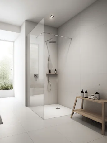Salle de bain moderne avec pommeau moderne et économe