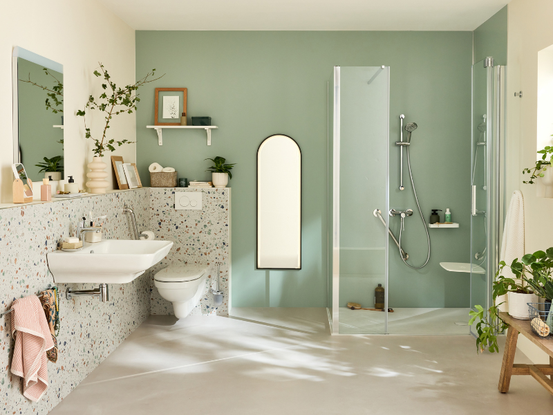 salle de bain vert d'eau